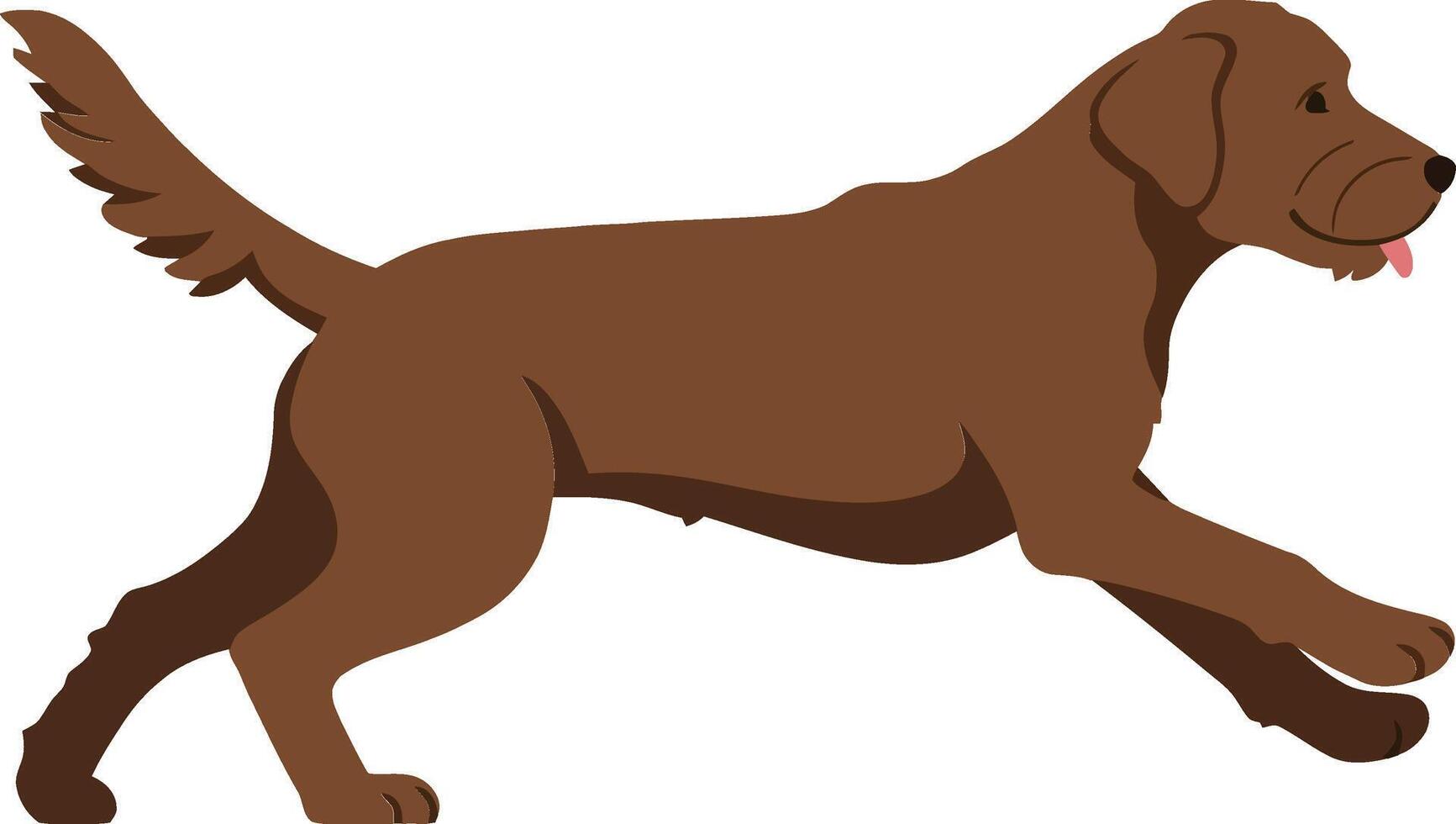 Brown Labrador Retriever joyfully running in a minimalist style showcasing playful action and lively expression in illustration vector