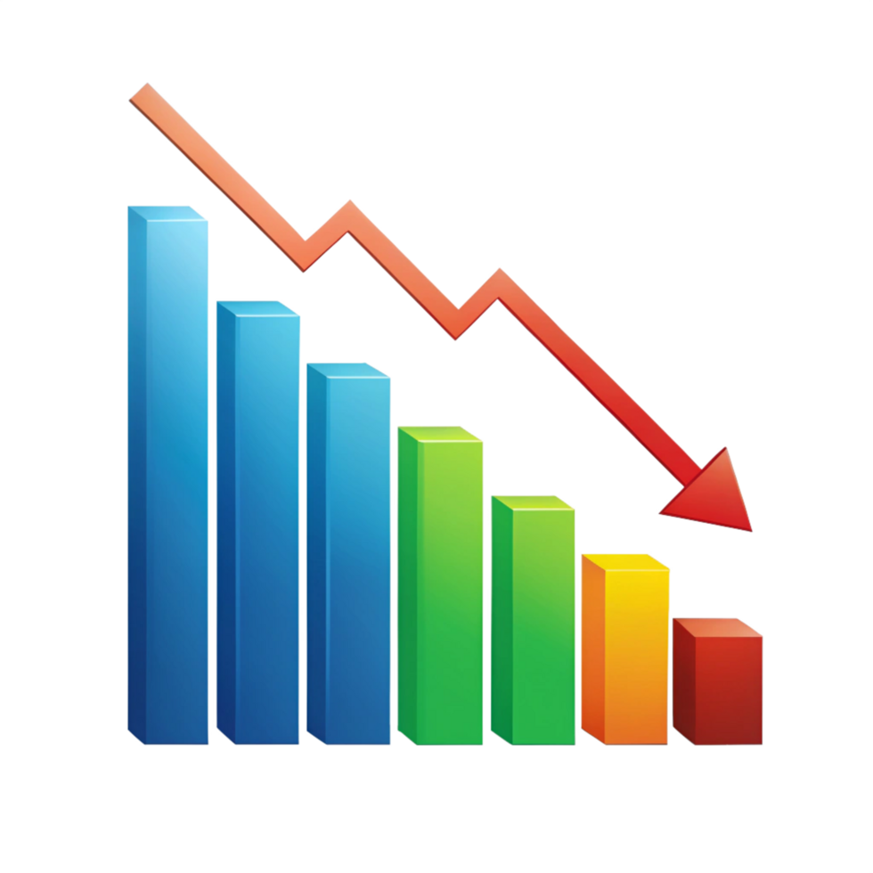 Business Analytics Chart Growing down isolated on transparent background png