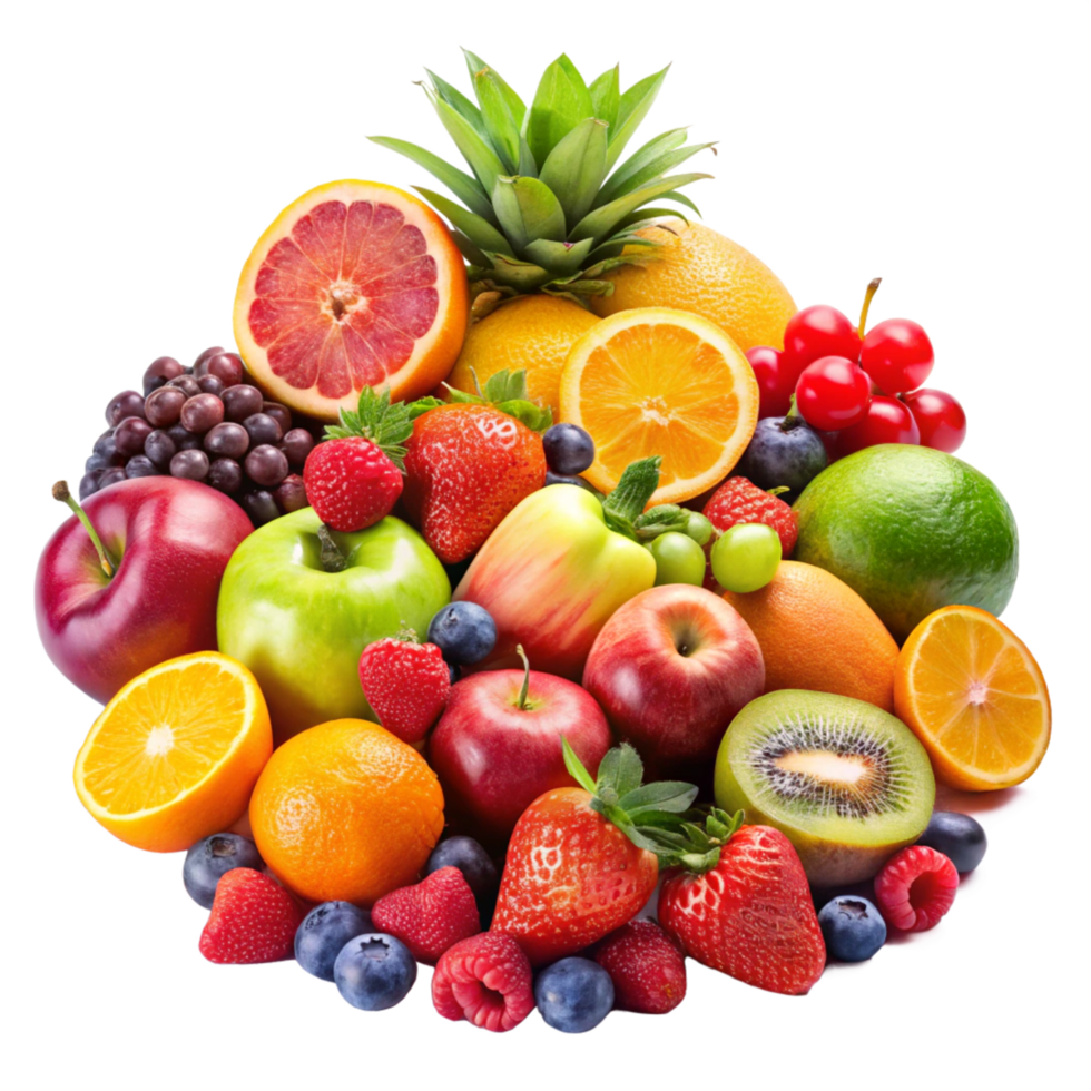 Mixed Juicy Fruits composition isolated on transparent background png