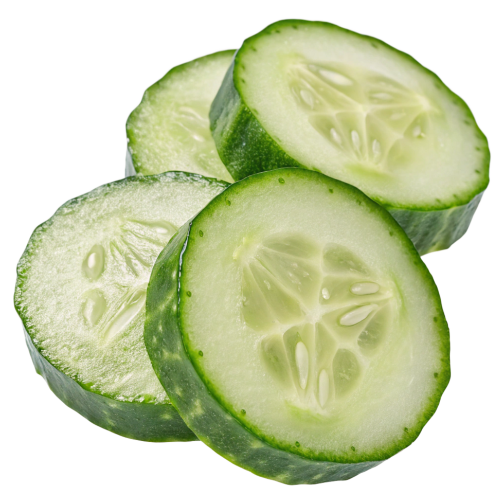 Fresh Sliced Cucumber isolated on transparent background png