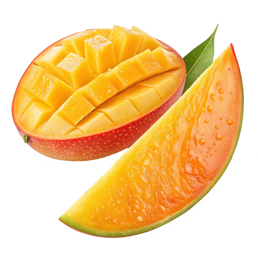 Fresh Mango Fruit Slice isolated on transparent background png