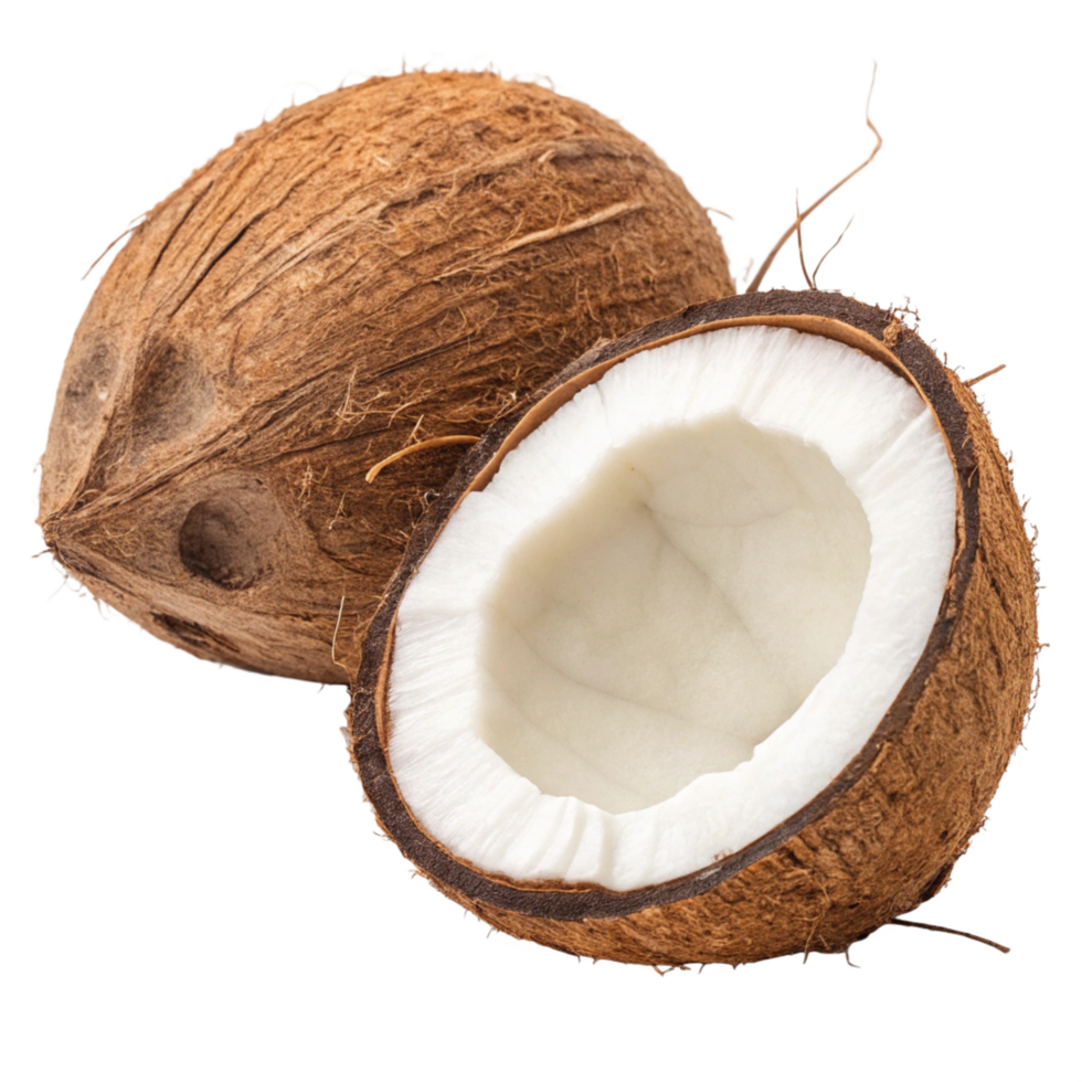 Coconut with half slice isolated on transparent background png