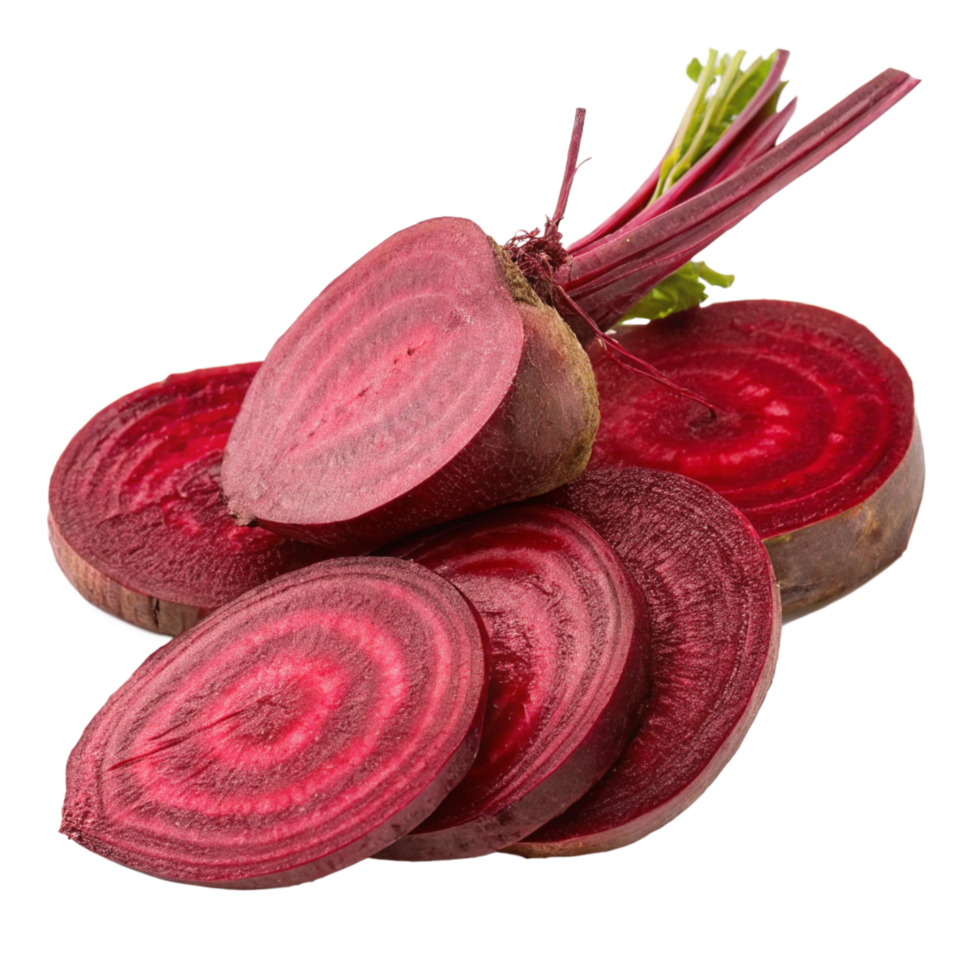 Sliced Fresh juicy Beetroot isolated on transparent background png