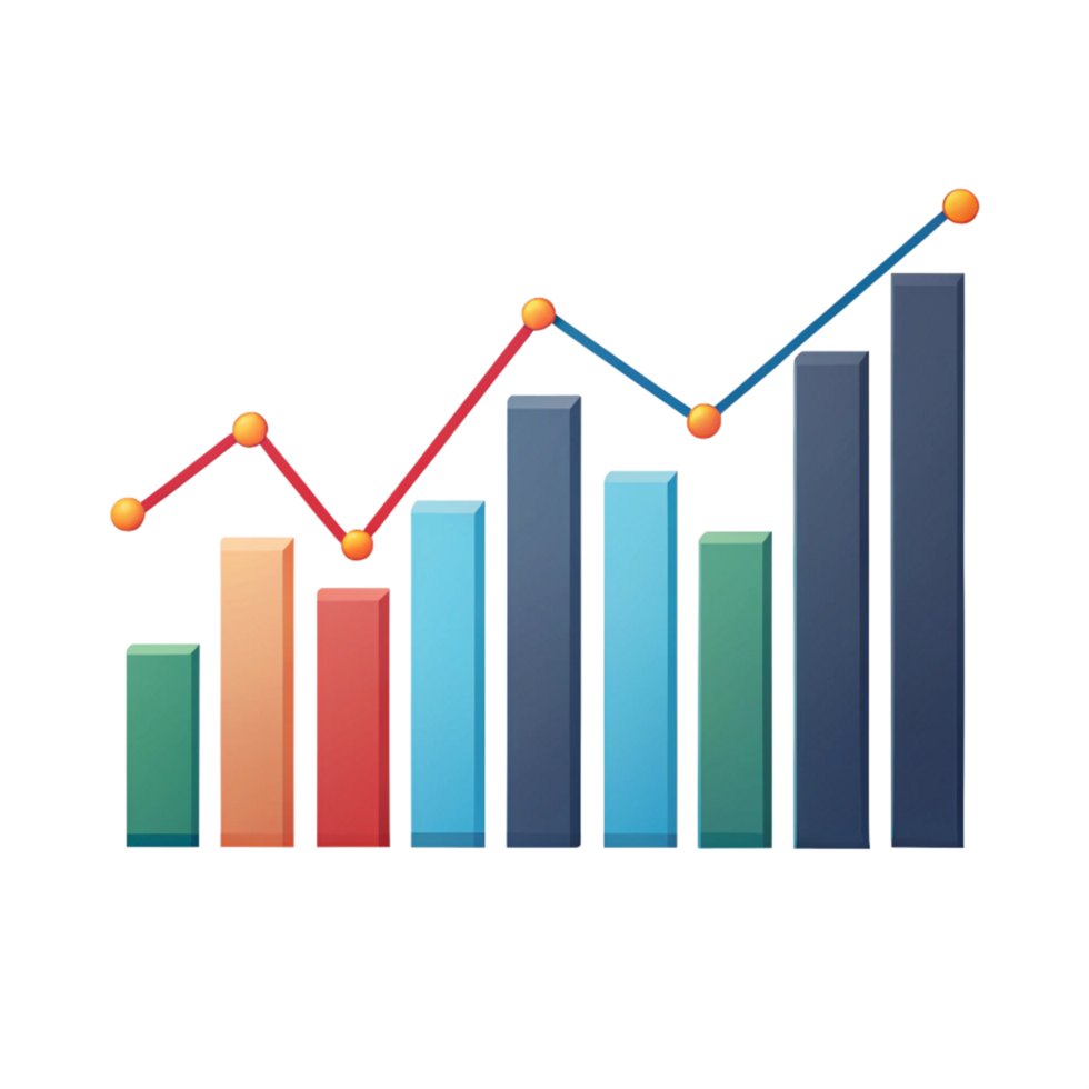 Business Analytics Chart Growing Up and down isolated on transparent background png