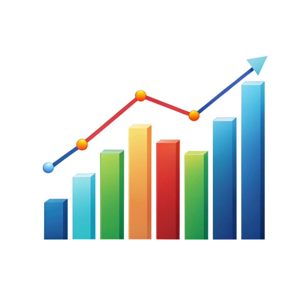 Business Colorful Analytics Chart Growing Up isolated on transparent background png