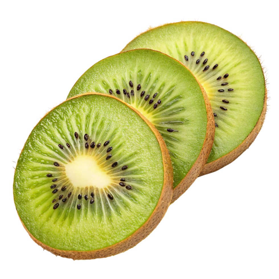 Three kiwi slices isolated on transparent background png