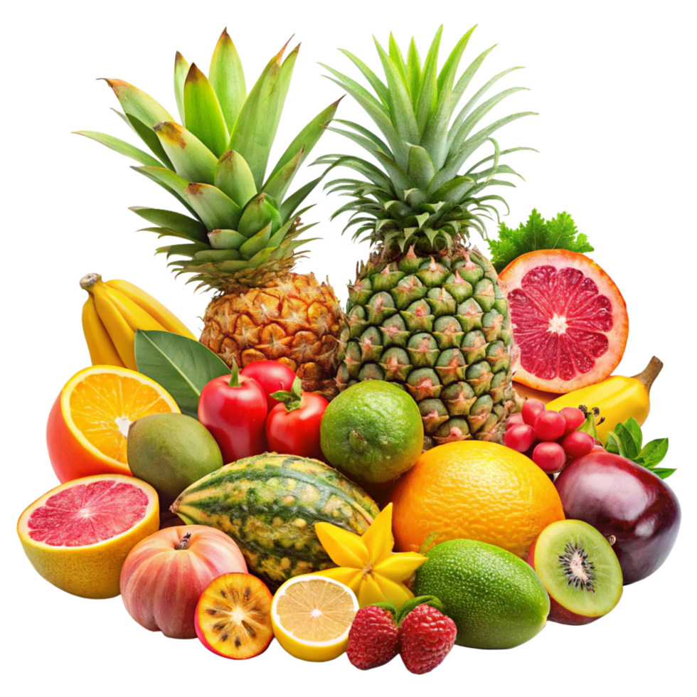 Fresh Juicy Fruits isolated on transparent background png