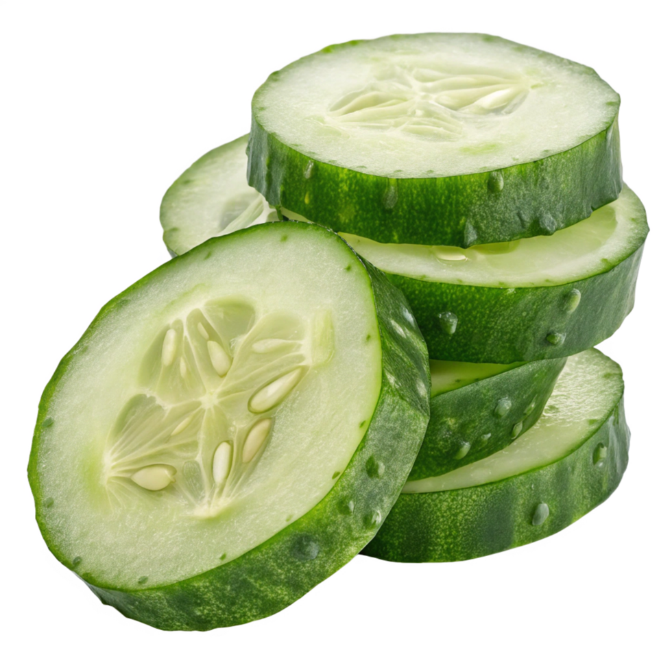 Cucumber slices isolated on transparent background png
