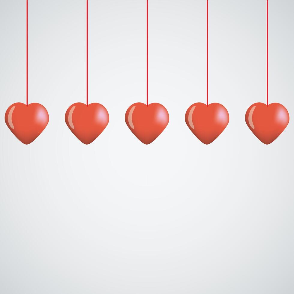 Hanging hearts love design illustration template vector