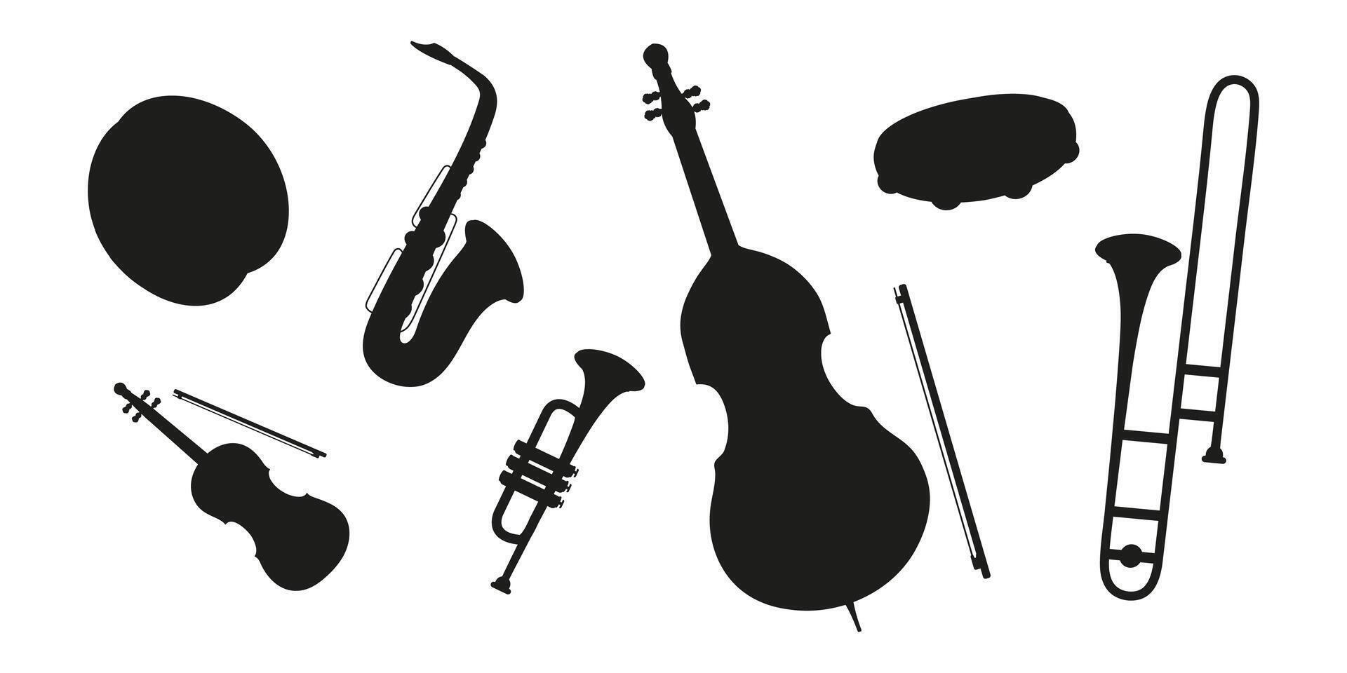 Various musical instruments arranged in a creative pattern for a vibrant design project vector