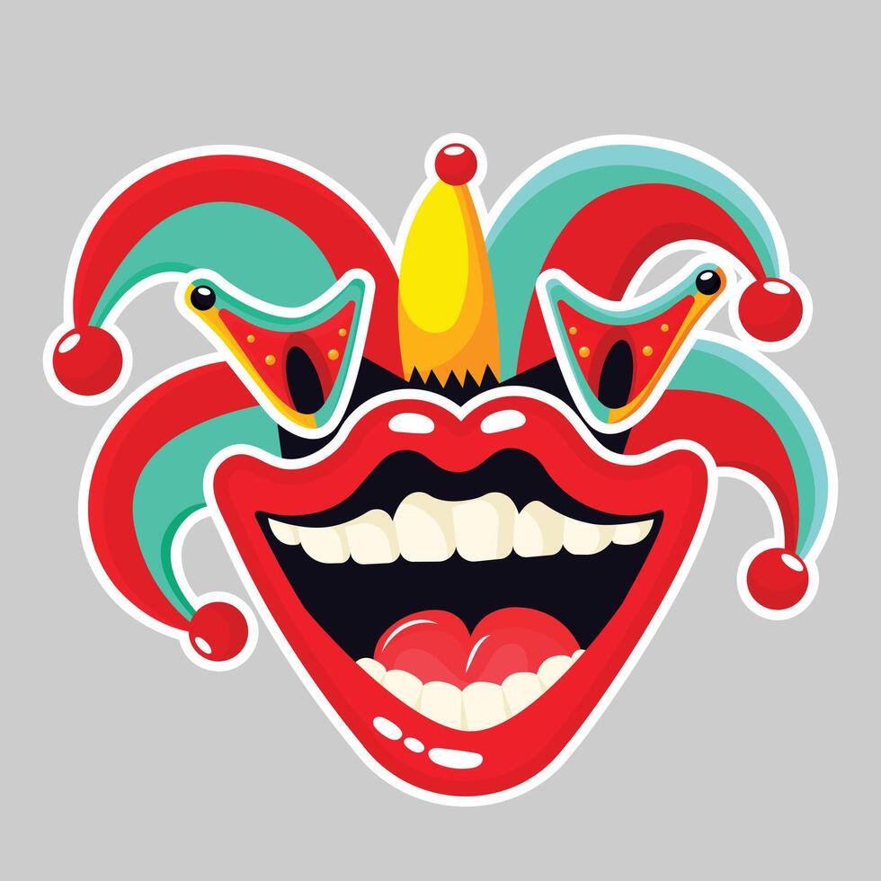 Mouth sticker with teeth for April Fools Day isolated flat illustration vector