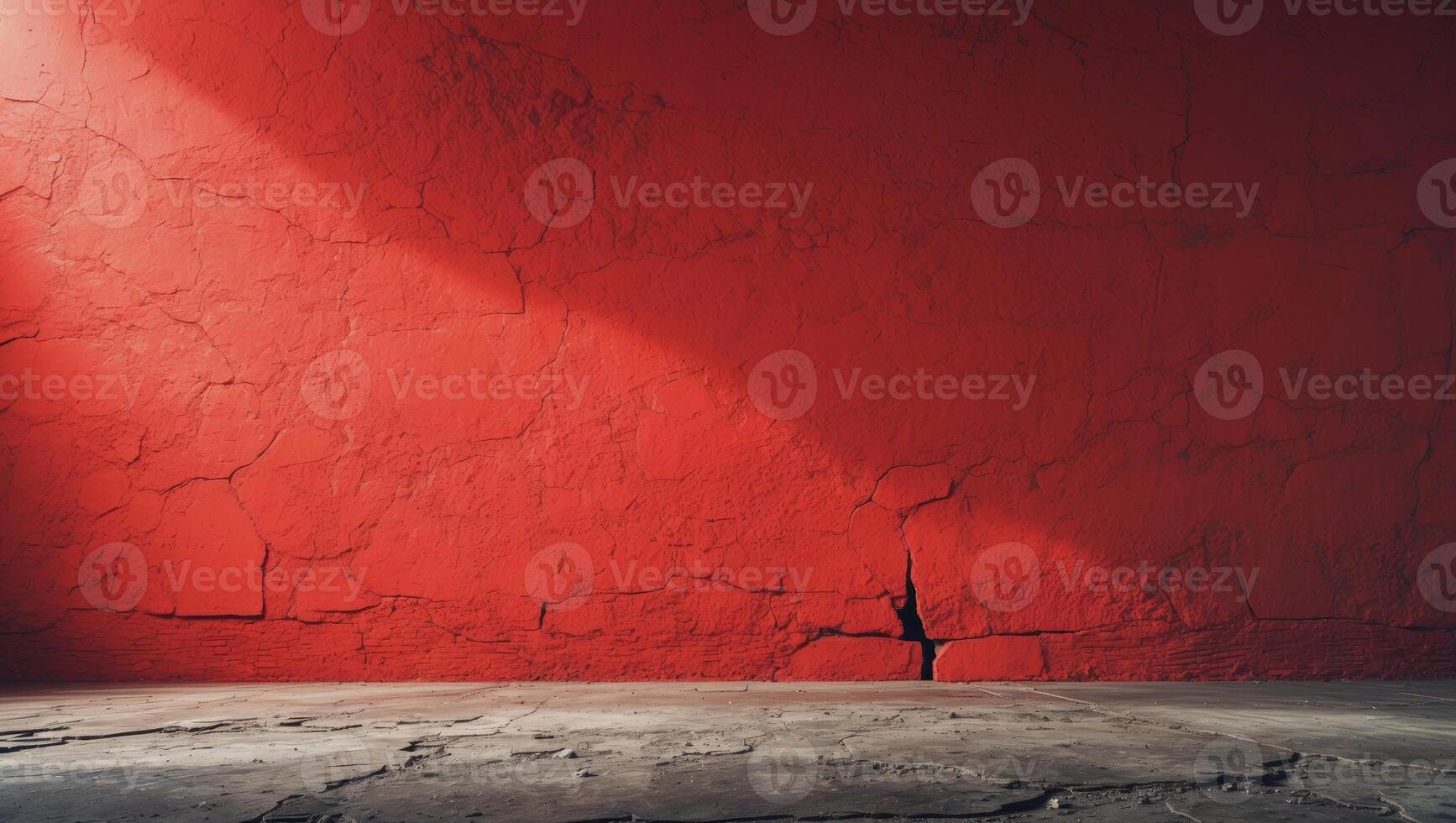 Red Grunge Textured Wall and Floor Background Ideal for Adding Text or Graphics in Creative Projects photo