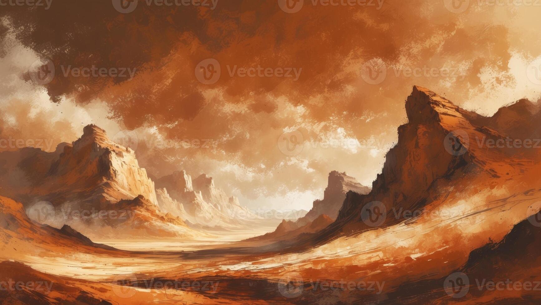 Abstract burnished landscape in warm earthy tones. photo