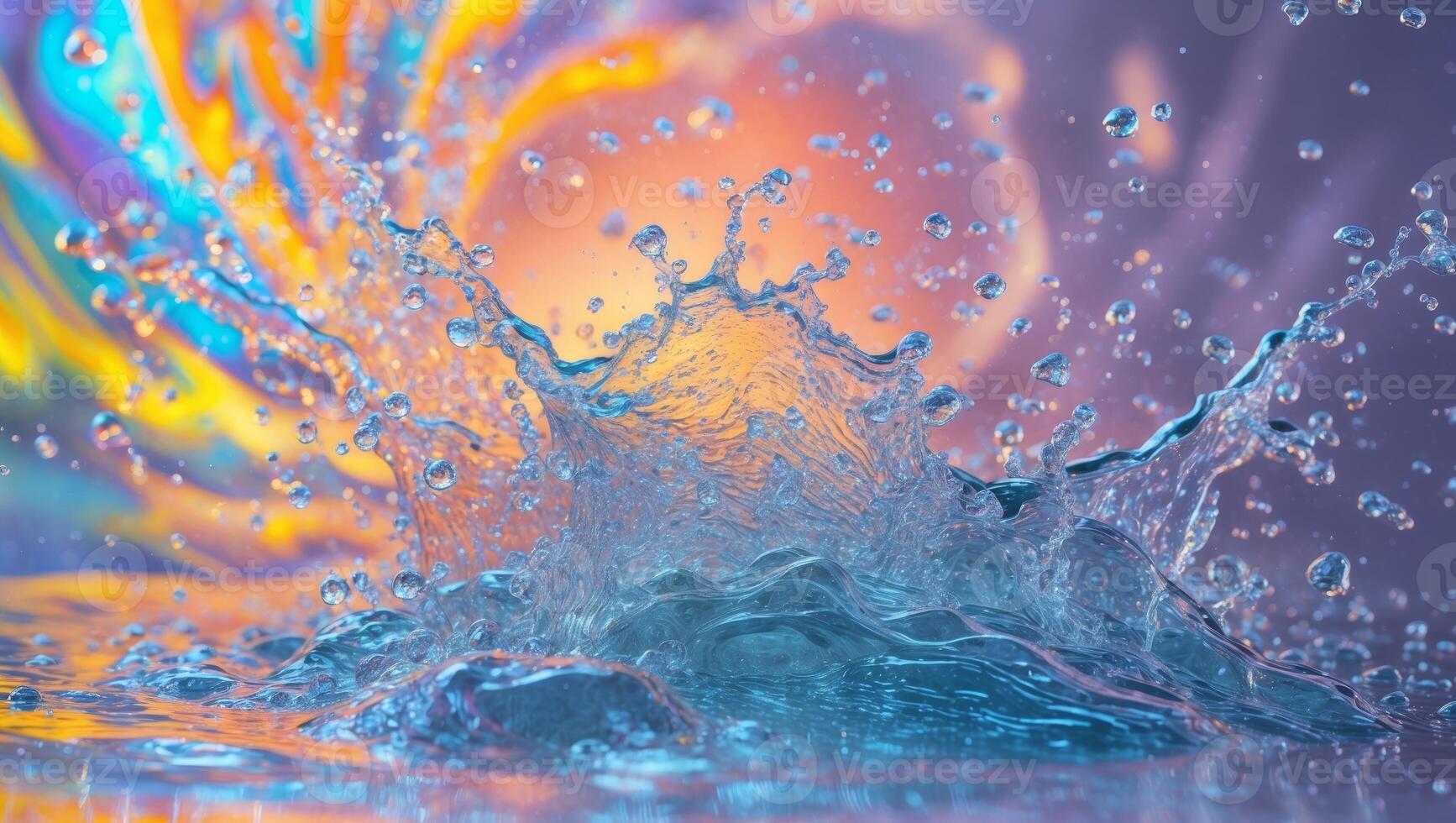 Dynamic Water Splash with Colorful and Attractive Background Setting for Visual Appeal. photo