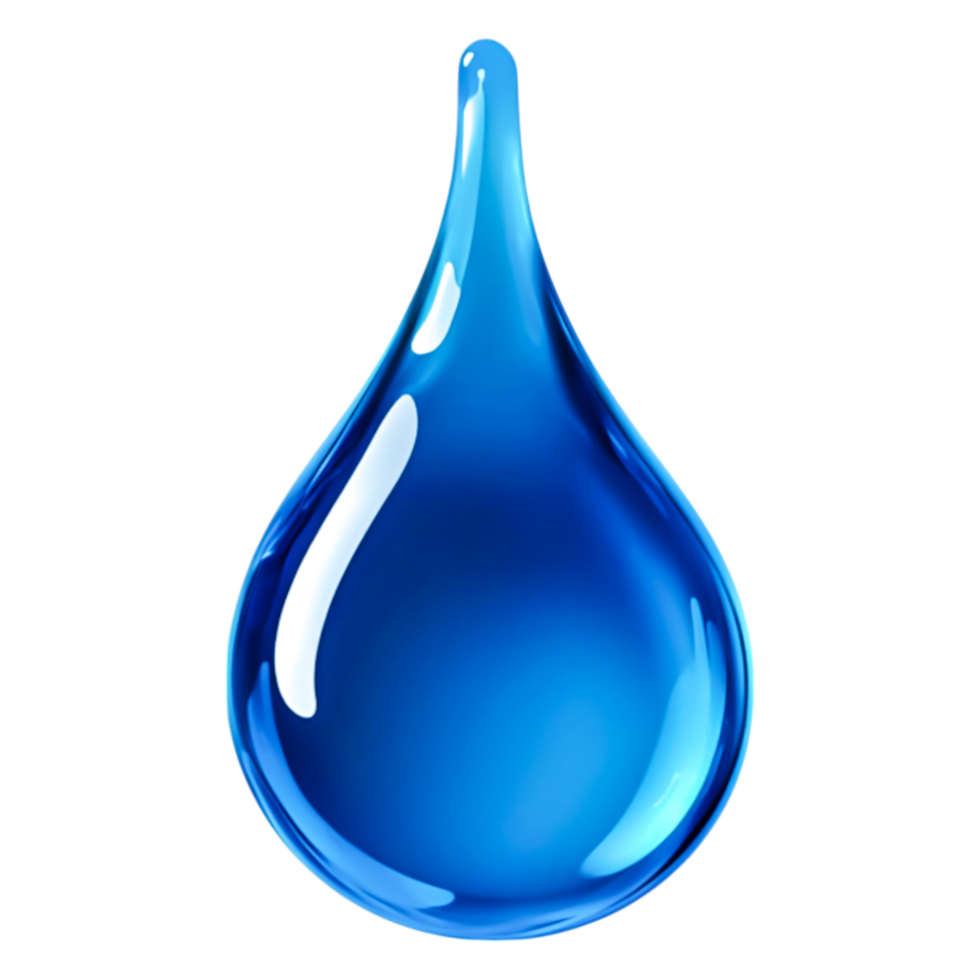 Transparent Blue Water Drop With High Reflection and Glossy Texture png