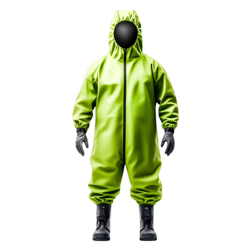 Bright Green Protective Suit Designed for Hazardous Environments png