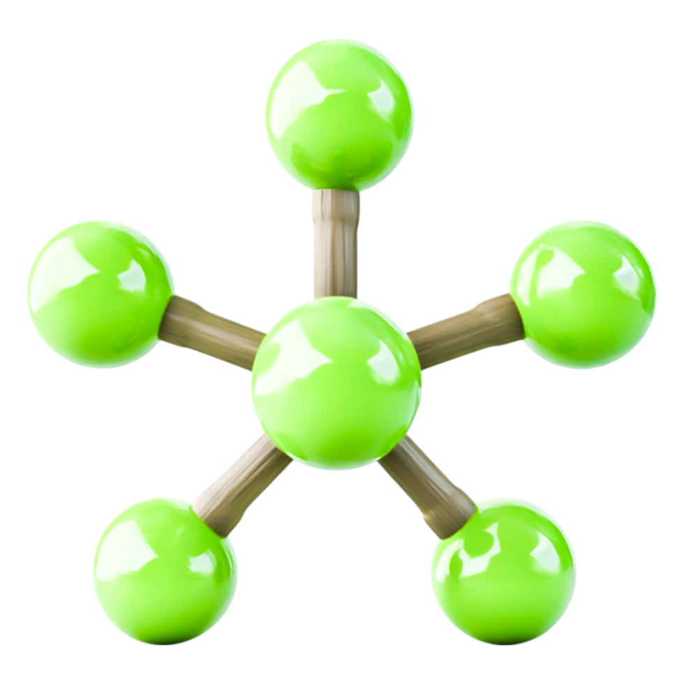 Green Molecule Model with Colorful Atoms and Bonding Structure png