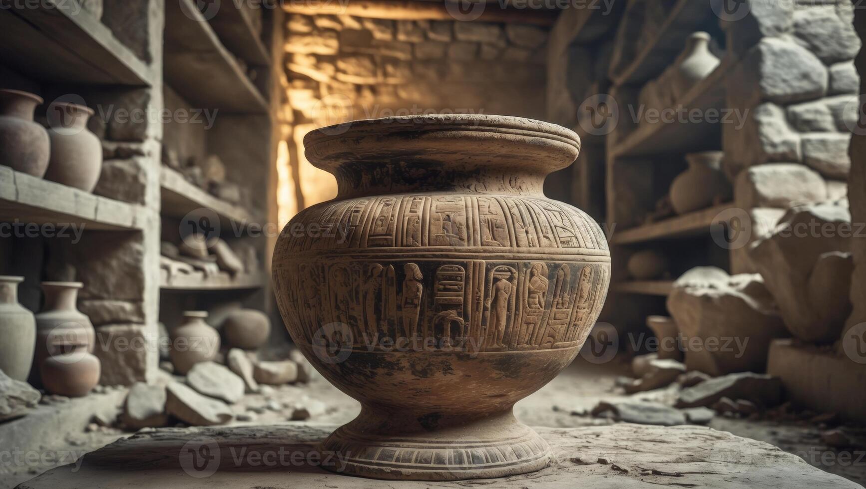 Image of an ancient urn that is still stored photo