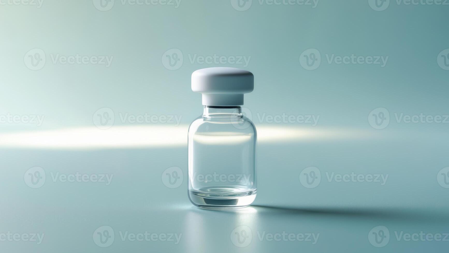 A small glass bottle with a white cap on it photo