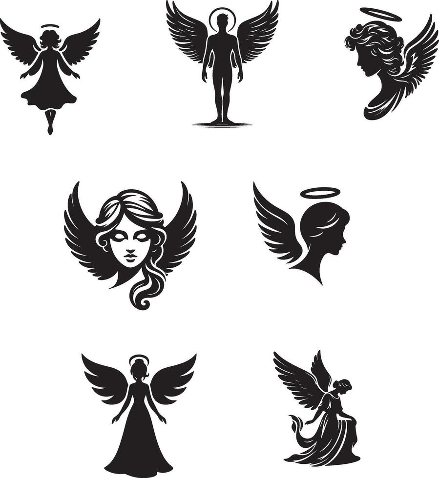 Angel wings set of icons vector