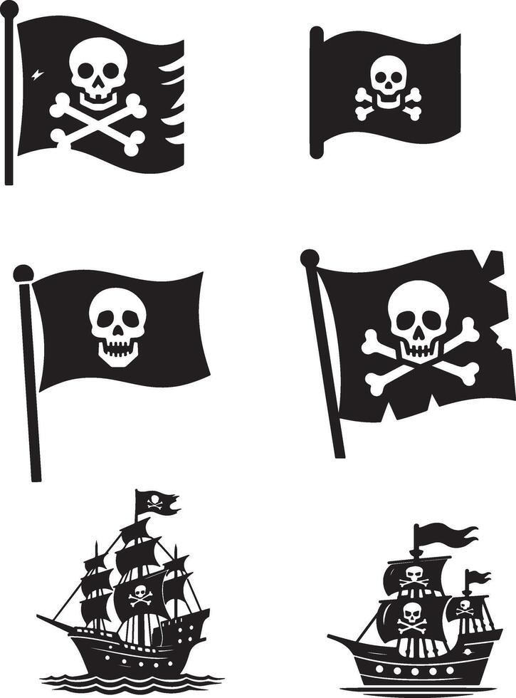 Pirate flag set illustration vector