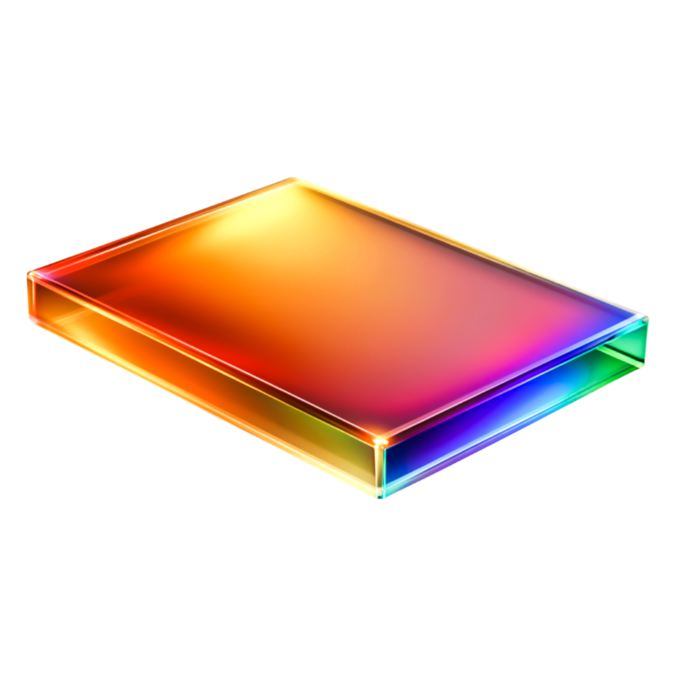 Vibrant Colorful Prism Block with Reflective Surface and Light Effects png