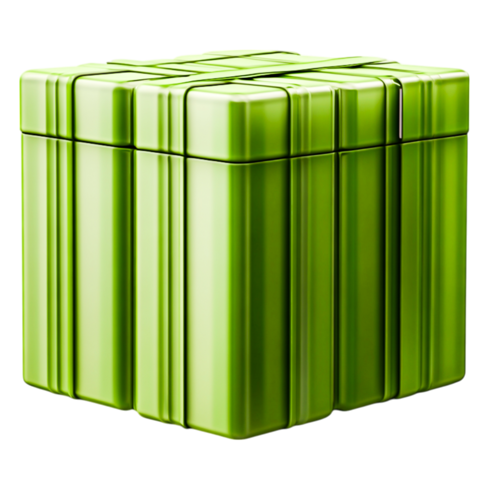 Green geometric gift box with clean lines and modern design elements png