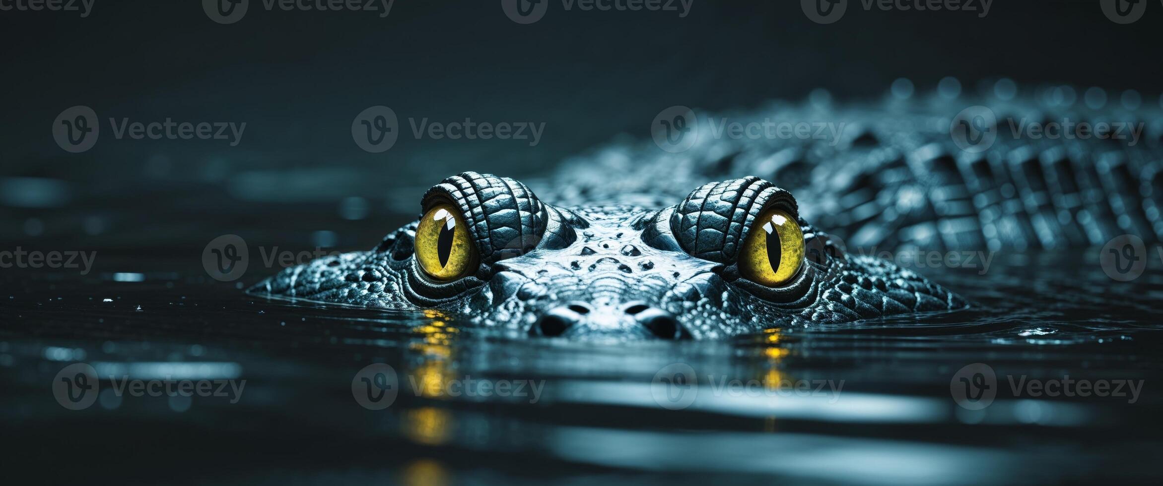 A close up of a crocodile's head in the water photo