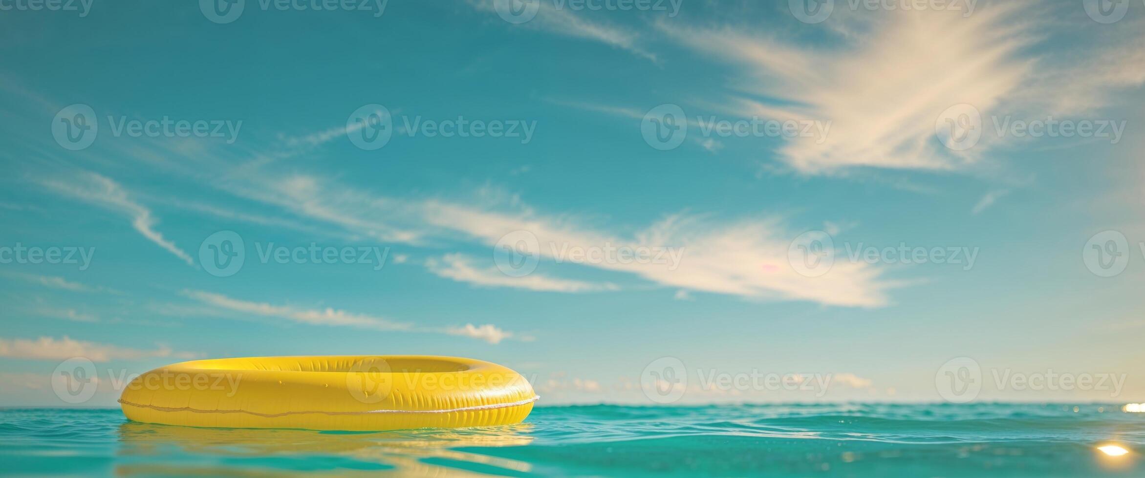A yellow inflatable float floating in the ocean photo