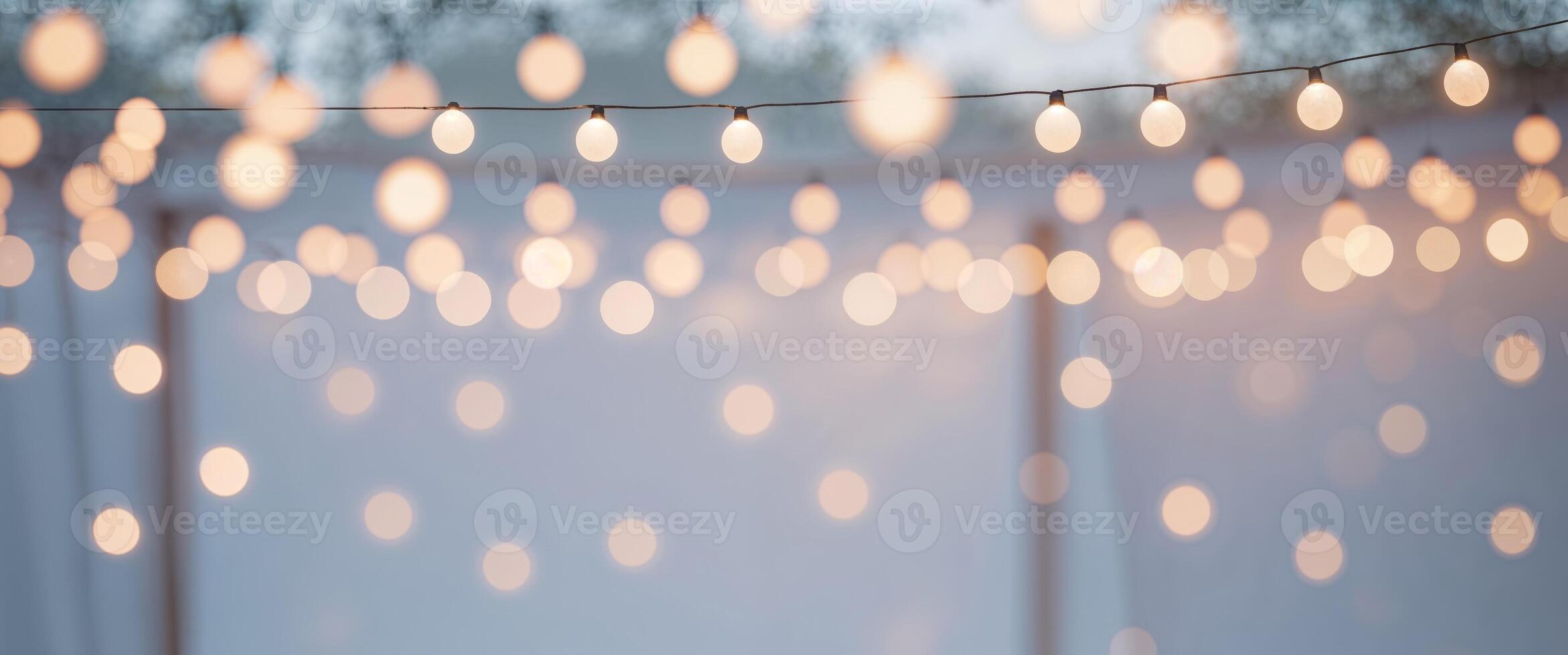 A string of lights hanging from a tent photo