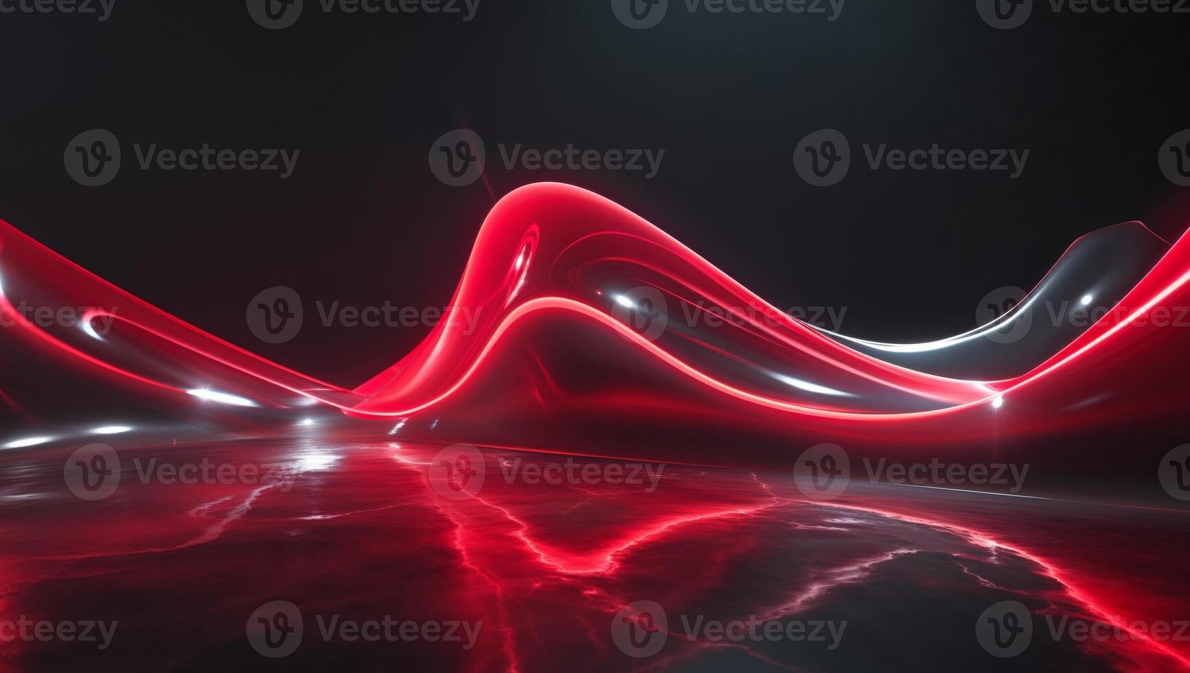Abstract red wave background with light effects photo