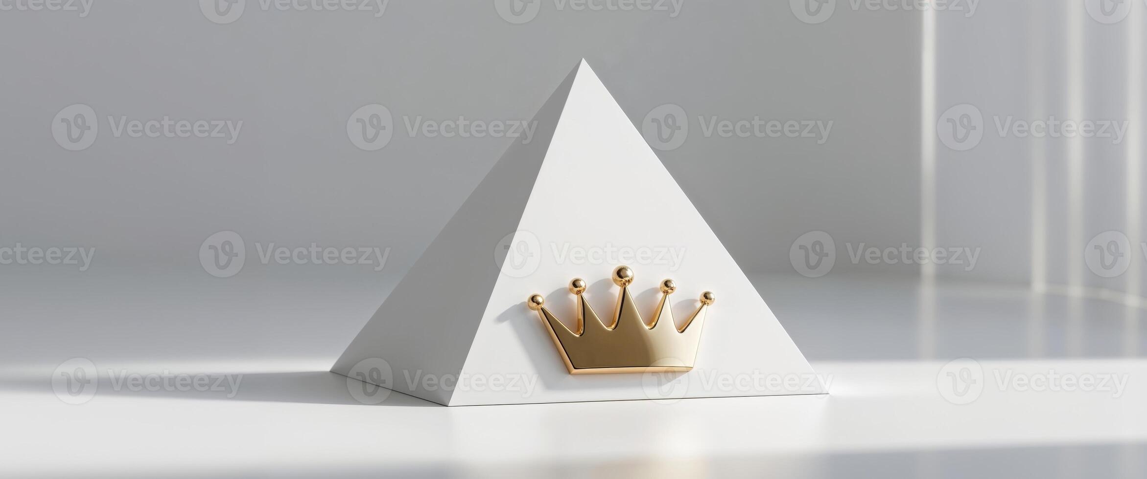 A white pyramid with a gold crown on top photo