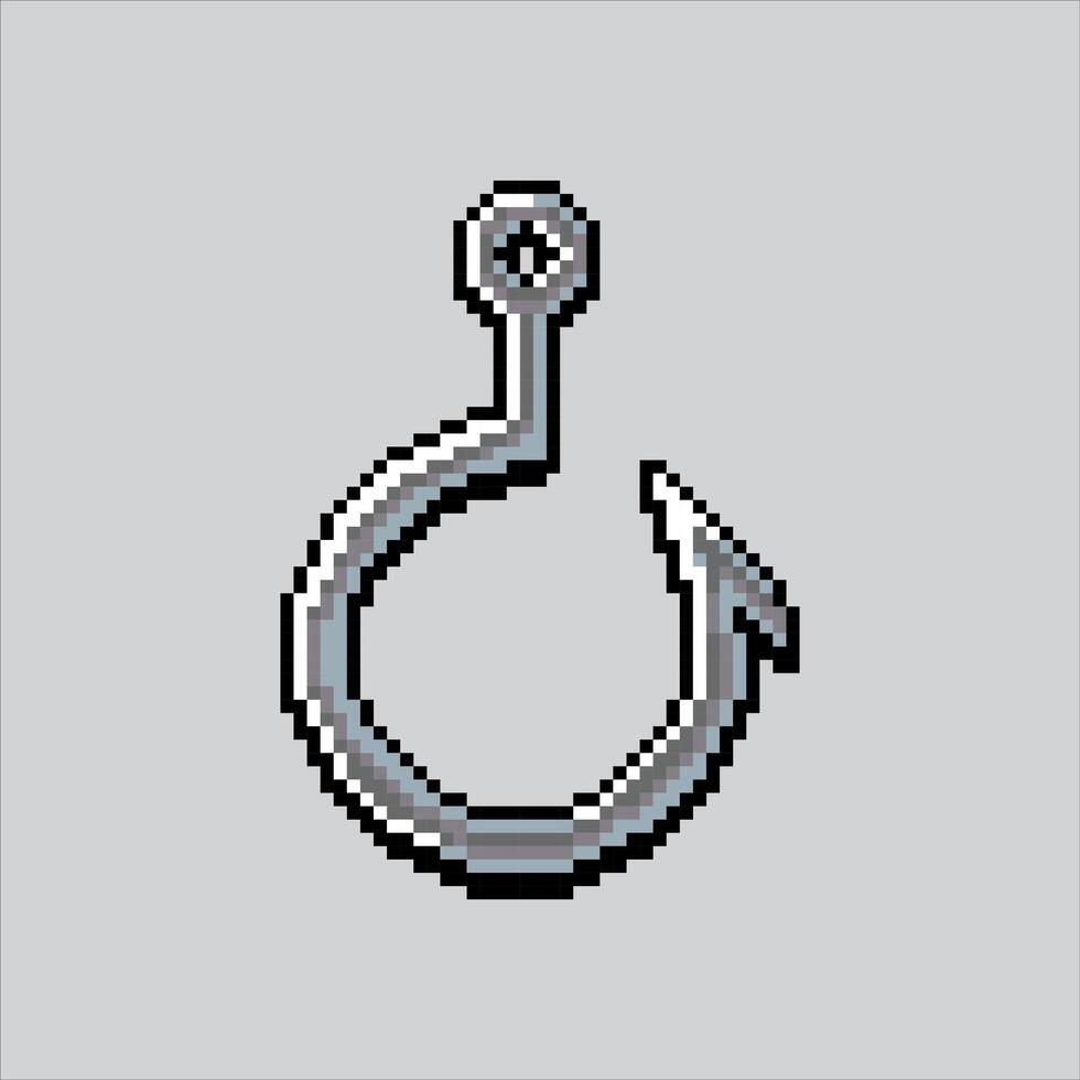 Pixel art illustration Fishing Hook. Pixelated Fishing Lure. Fishing Hook Lure Bait Rod Icon pixelated for the pixel art game and icon for website and game. old school retro. vector
