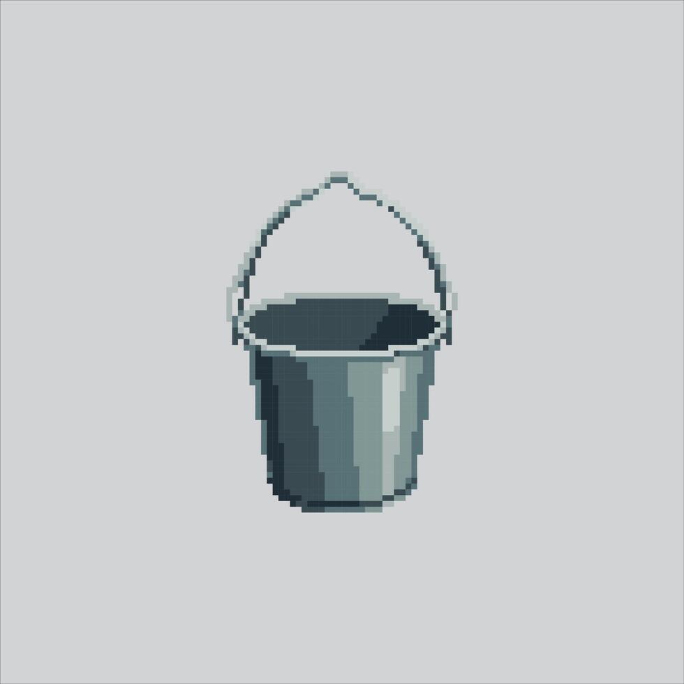 Pixel art illustration Fishing Bucket. Pixelated Iron Bucket. Fishing Iron Bucket Icon pixelated for the pixel art game and icon for website and game. old school retro. vector