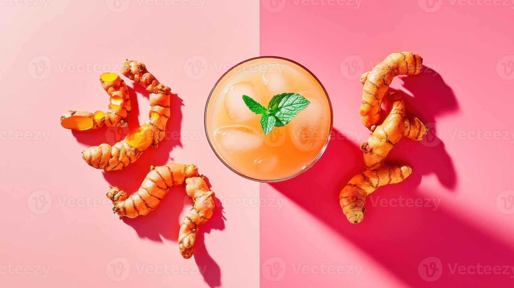 Refreshing lemonade infused with freshly grated turmeric and mint for a vibrant summer drink experience photo