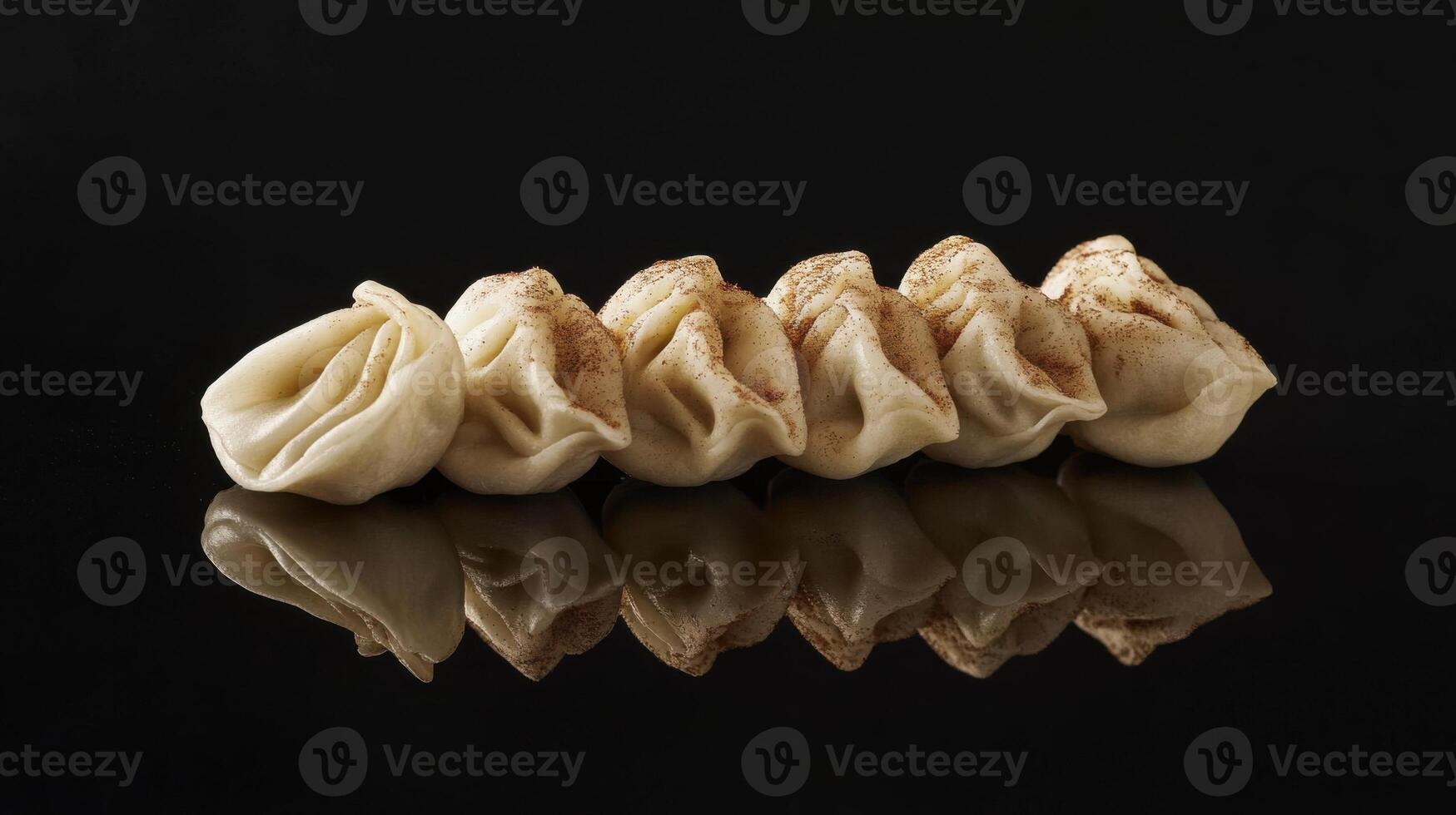 Elegant arrangement of momo with spices, showcasing culinary artistry and flavors photo