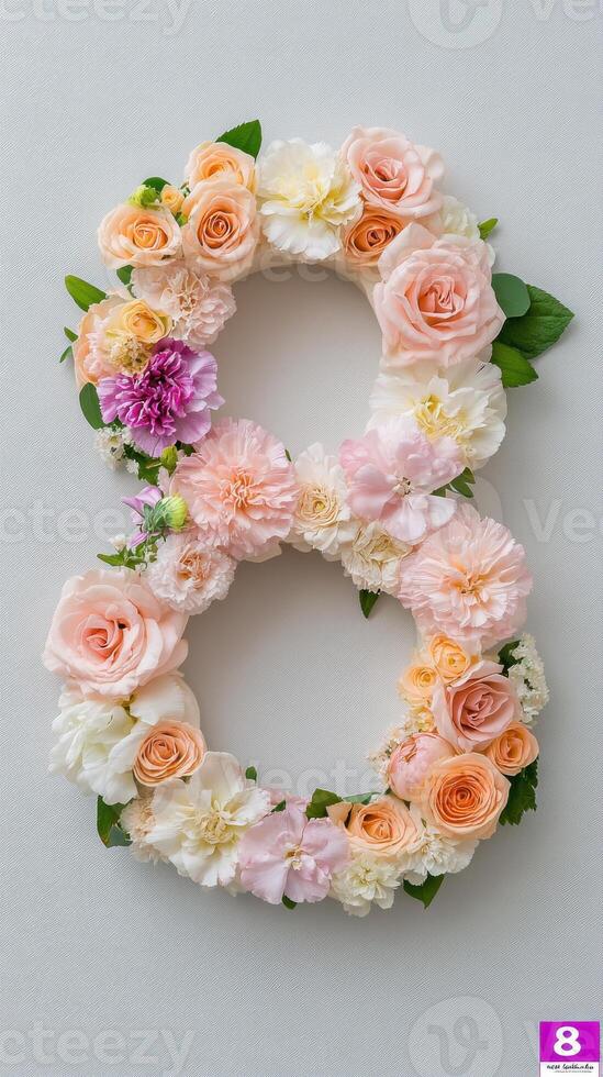 A floral number 8 made out of flowers photo