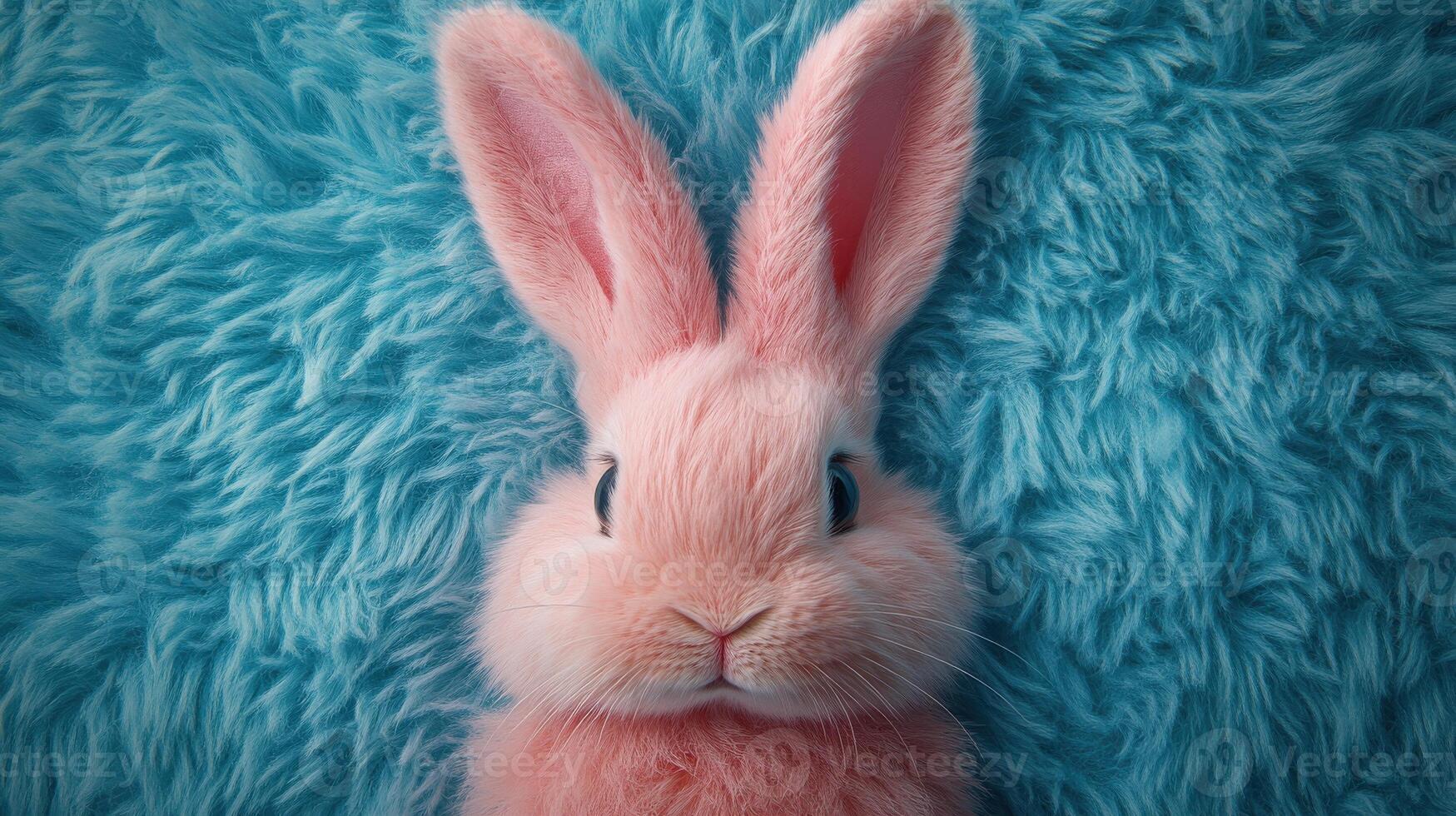 Plush pink bunny ears resting on a soft pastel blue background create a whimsical and playful atmosphere for spring celebrations photo