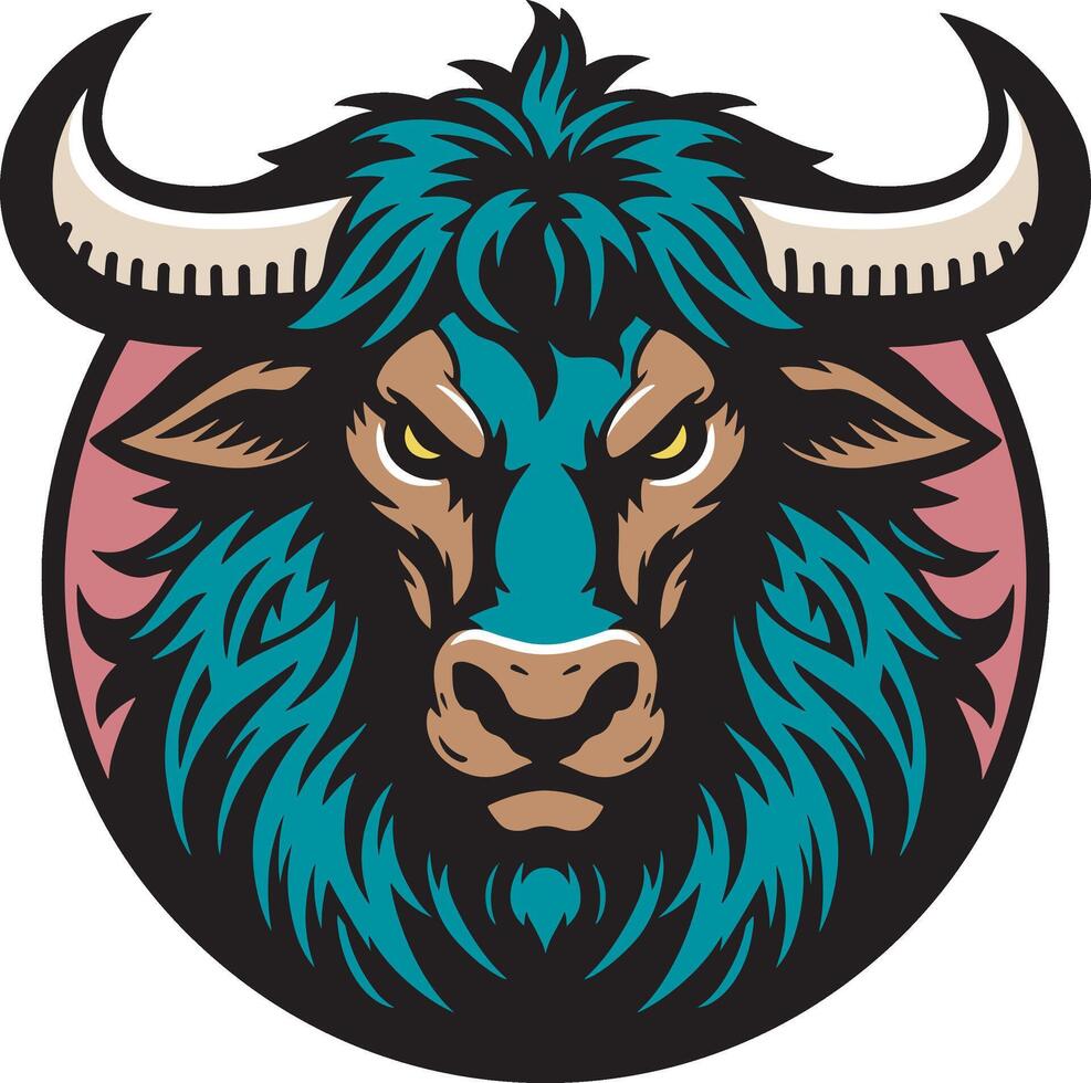 Circular minotaur logo isolated drawing illustration vector
