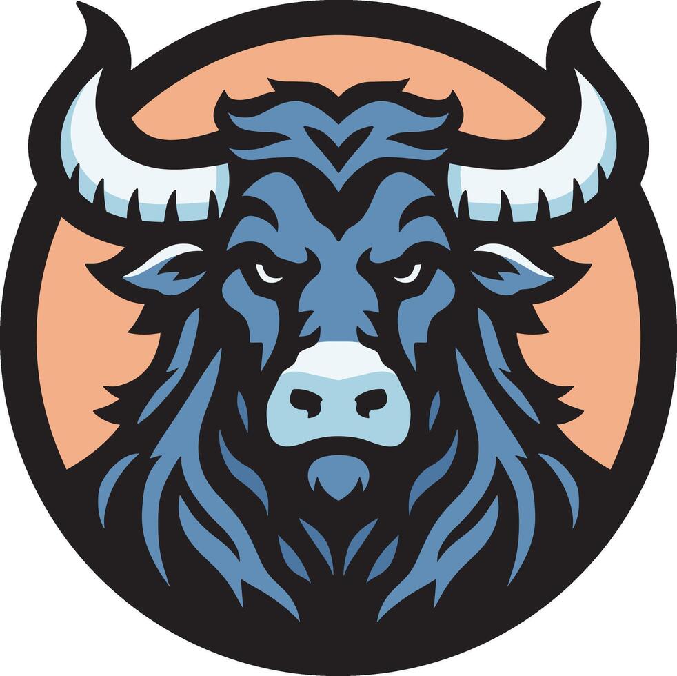 Circular minotaur head logo illustration vector