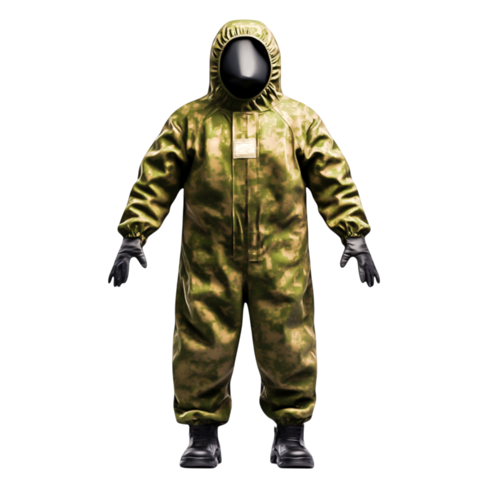 Full-Body Protective Suit for Hazardous Environments in Camouflage png