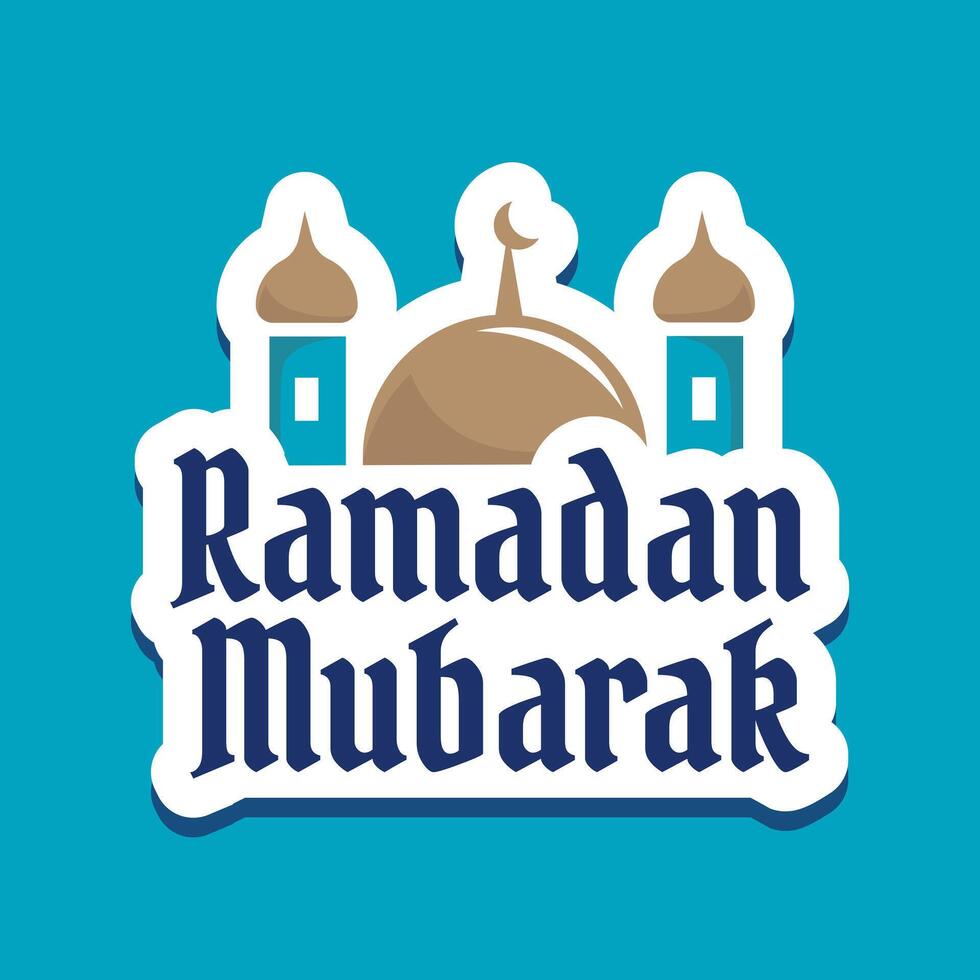 Ramadan karem with mosque for badge or logo vector