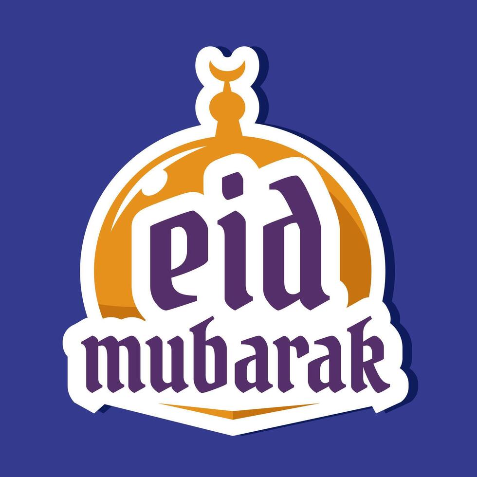 Eid mubarak islamic emblem badge logo vector