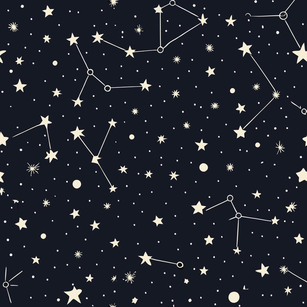 Seamless constellations in the night sky astronomy exploration digital art cosmic environment celestial viewpoint vector