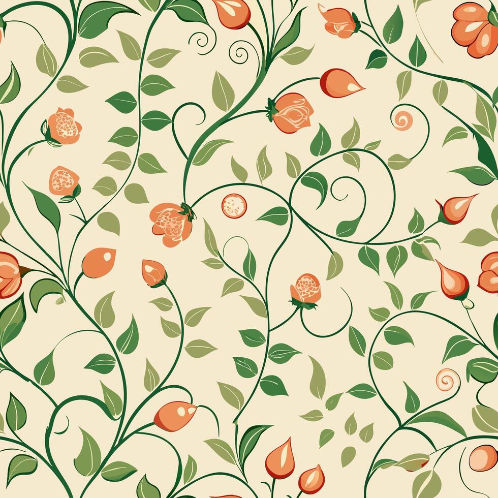 Delicate vines pattern design nature graphic art floral environment aesthetic viewpoint elegant concept for home decor vector