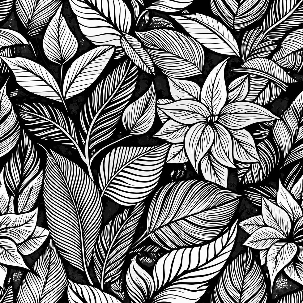 Intricate botanical line art pattern studio setting illustration top-down view seamless design concept vector