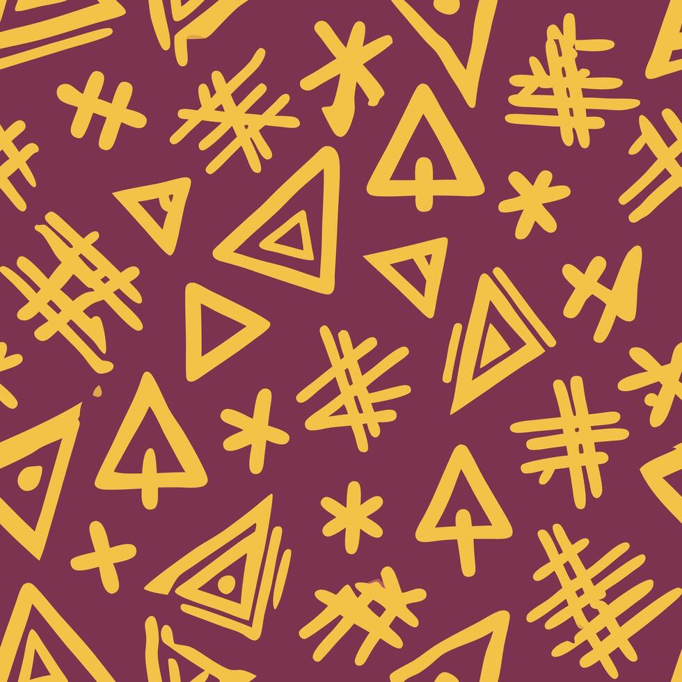 Seamless geometric symbols pattern digital art design creative space warm tones abstract viewpoint unique aesthetic vector
