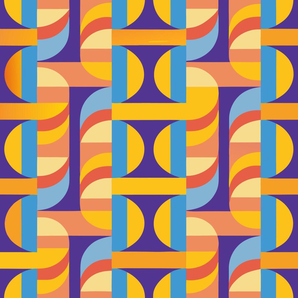 Seamless abstract design pattern featuring curved rectangles creative graphic art colorful environment modern aesthetic vector