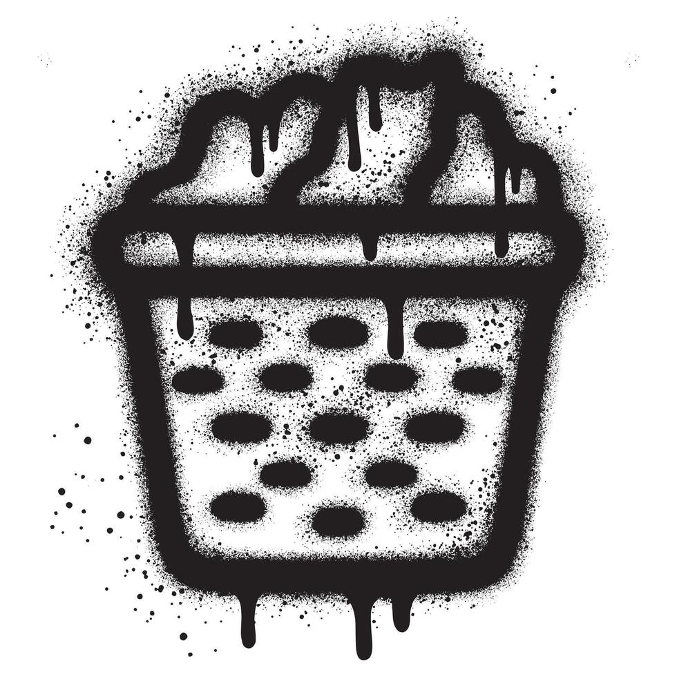 laundry basket graffiti with black spray paint. vector
