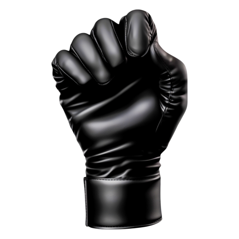 Black Gloved Fist Symbolizing Strength and Defiance in Action png